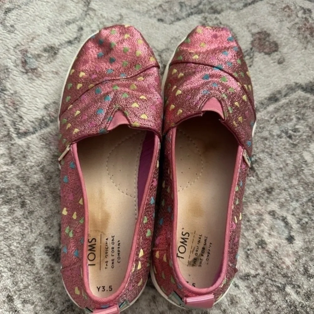 TOMS Kids Pink Multi-Color Heart Sneakers